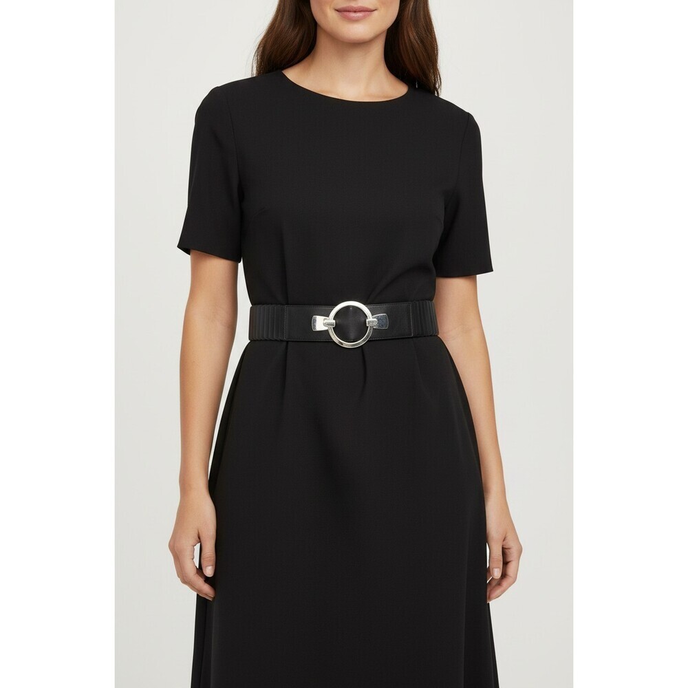 Chicos Wide Metallic Statement Belt Size S Chunky Hardware Dress Belt